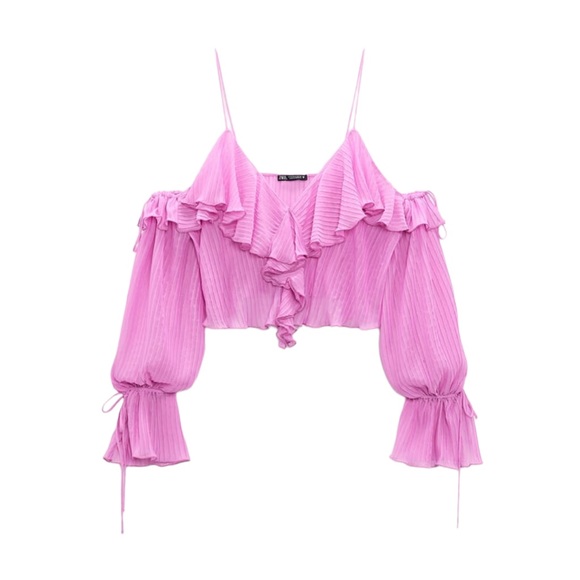 Zara Tops Zara Ruffled Pleated Top Nwt Poshmark